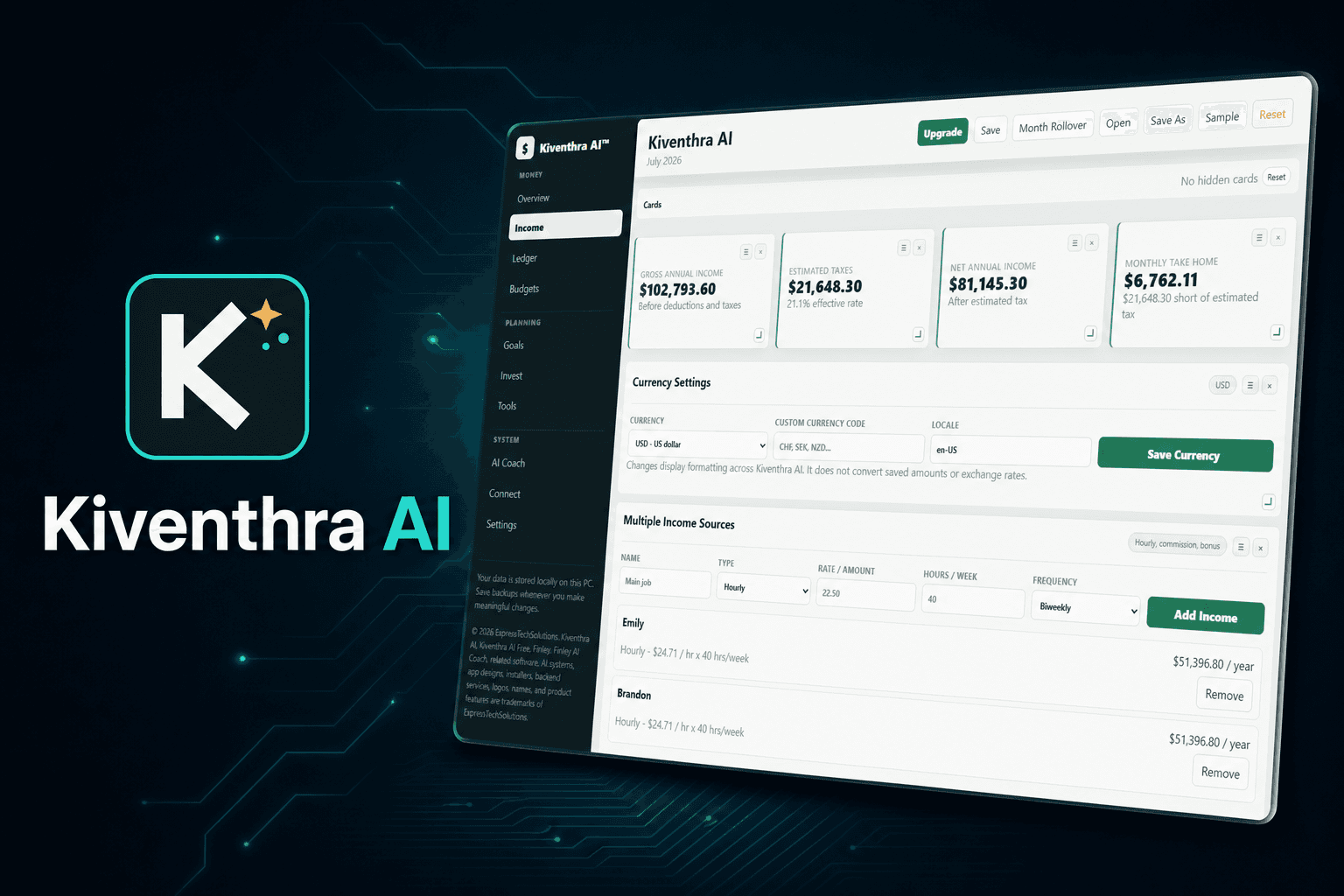 Kiventhra AI finance dashboard