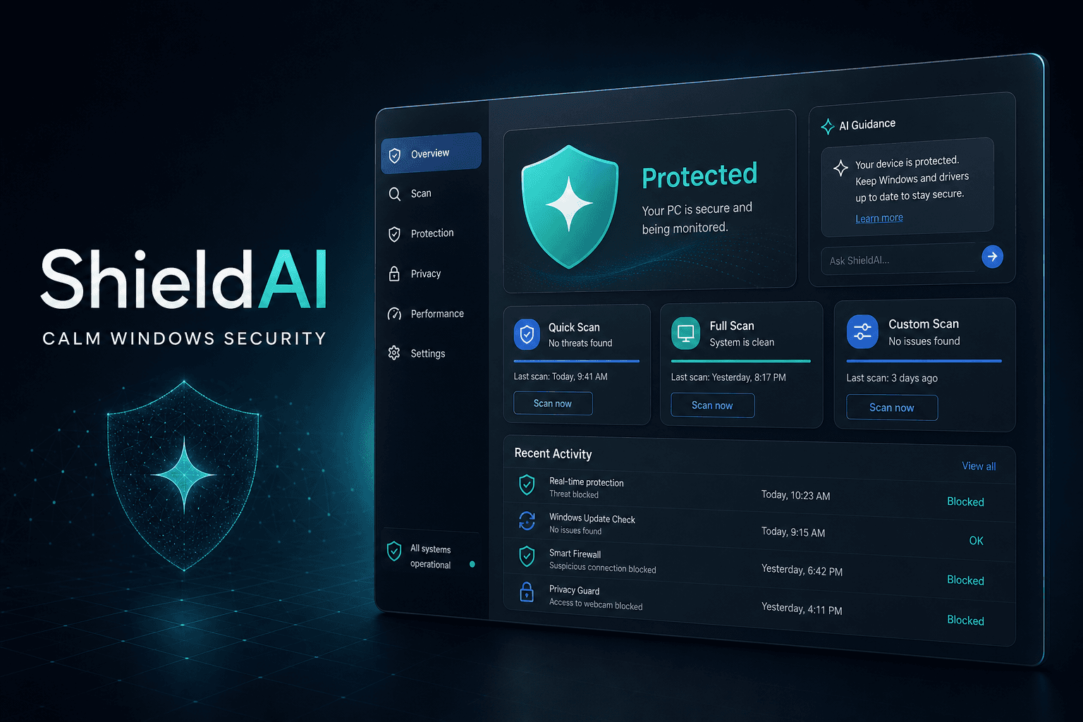 ShieldAI security dashboard
